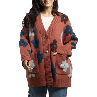 Saachi Floral Buttoned Cardigan in Brown at Nordstrom Rack