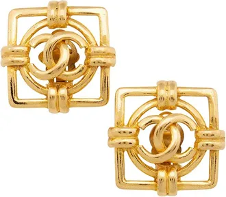 Chanel Cc Square Clip-On Earrings (Authentic Pre-Loved)