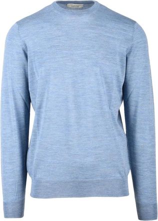 FILIPPO DE LAURENTIIS Light Blue Merino Wool Mens Crewneck Pullover