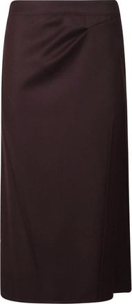 Victoria Beckham Pressed Tailored Skirt - Dames - Midirokken - Bruin - 2XS - Wol - Rokken
