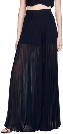 Sandro Pleated wide-leg trousers in Black at Nordstrom, Size 34 Eu