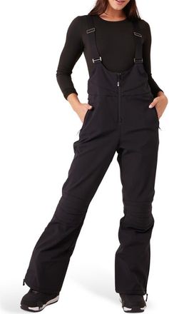 Roxy Summit Waterproof Snow Bib Overalls in Black at Nordstrom, Size X-Large