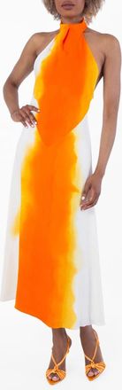 Ferragamo Sunset Print Halterneck Dress, Brand Size 40 ( US Size 6 )