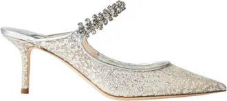 Jimmy Choo London Bing 65 Glitter Tulle Mules, Brand Size 34.5 ( US Size 4.5 )