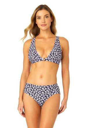 Anne Cole Womens Shibori Geo Ring Plunge Triangle Bikini Swim Top in Shibori Geo Blue at Nordstrom, Size X-Small