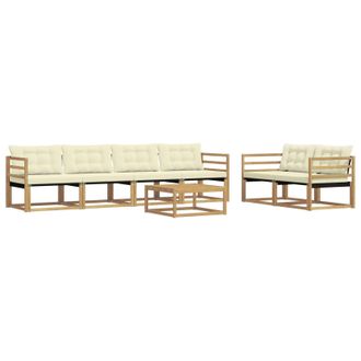 vidaXL Conjunto De Sof&aacute;s De Exterior 7 Pcs Blanco Y Crema Vidaxl