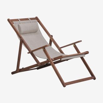 Sklum Hamaca Plegable En Madera De Acacia Con Coj&iacute;n Rondonia Sklum