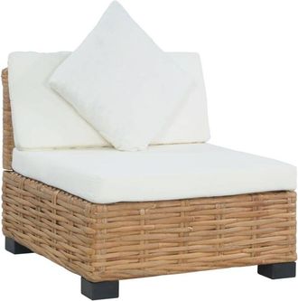 vidaXL Divano Senza Braccioli con Cuscini in Rattan Naturale - Vidaxl