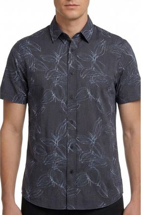 Report Collection Floral Short Sleeve Seersucker Button-Up Shirt in Navy at Nordstrom Rack, Size Xx-Large
