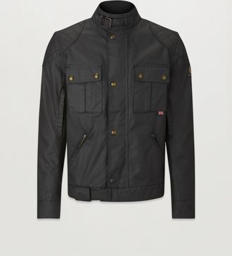 Belstaff Brooklands Motorcycle Jacket Mens Waxed Cotton Black Size 2XL