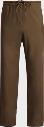 The Row Men & apos;s Ari Wool Wide-Leg Drawstring Pants