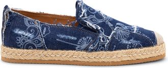 Hogan Denim Floral Print Espadrilles
