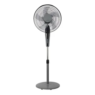 Fabrilamp Ventilador De Pie Borlon Negro/gris 3 Vel.55w 5x2aspas Orientable+ Remoto+ Temporizador Regx43x40 Cm