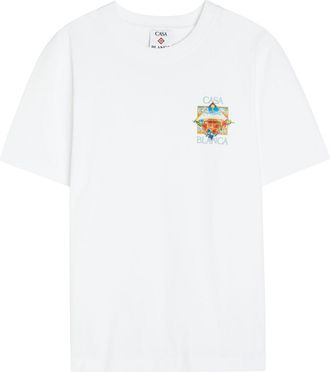 Casablanca Casablanca Flower Court Icon Printed Cotton T-shirt - White - XL