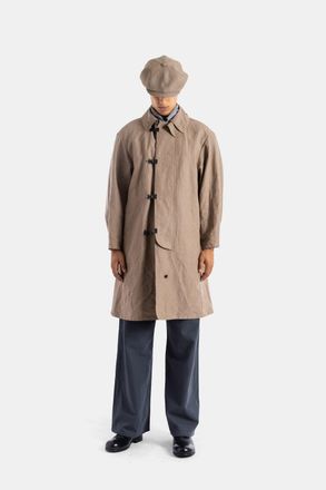 Taiga Takahashi Mens Washi Paper And Linen Beige Raincoat Coat