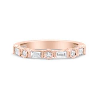 House of Brilliance 14K Rose Gold 3/8 Cttw Diamond Bridal Band Ring in Pink at Nordstrom