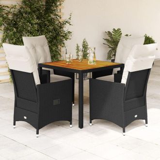 vidaXL Set De Muebles Jard&iacute;n 5 Pzas Con Cojines Rat&aacute;n Sint&eacute;tico Negro Vidaxl