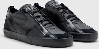 Diesel S-Slante-D-Sneakers in suede and leather with D logo - Sneakers - Man - Black