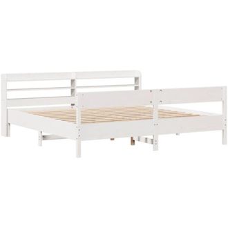 vidaXL Cama Sin Colch&oacute;n Madera Maciza De Pino Blanca 180x200 Cm Vidaxl