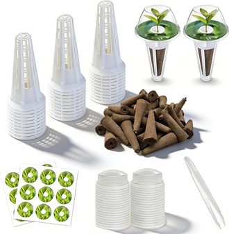 OEM Sistema Hidrop&oacute;nico - 121 Piezas - Para Cultivo Interior De Plantas Y Hierbas Arom&aacute;ticas - 30 Esponjas Biodegradables - 30 Canastillas - 30 Tapas