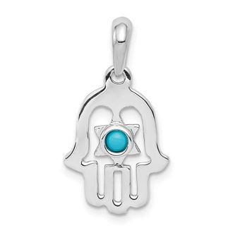 Diamond2Deal 14k White Gold Turquoise Chamseh Pendant
