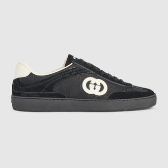 Gucci Mens G75 Sneaker, Black, GG Canvas