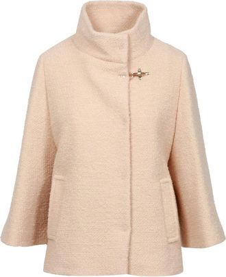 Fay Geometric Wool Coat - Dames - Zomerjassen - Beige - XS - Jassen