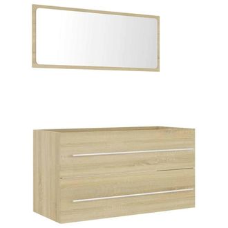 Berkfield Home 2 Piece Bathroom Furniture Set Sonoma Oak Engineered Wood in Light Oak
