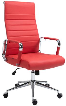 Clp Silla De Oficina Kolumbus De Cuero Aut&eacute;ntico Rojo