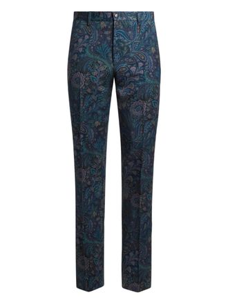 Etro tailored floral-motif trousers - Blue