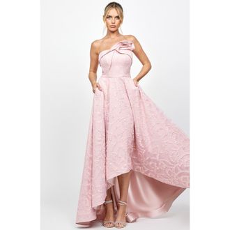 Bariano Addyson Strapless Hi Lo Gown in Pink at Nordstrom, Size 14