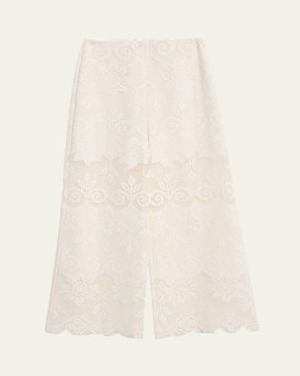Kobi Halperin Gina Wide-Leg Geometric Floral Lace Pants