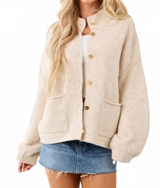 Entro Button Up Sweater Cardigan In Oatmeal