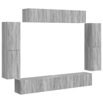 vidaXL Mueble De Tv 8 Pcs Gris Sonoma Vidaxl