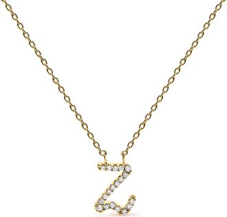 House of Brilliance 10K Gold Diamond Accent A-Z Initial Script Style Pendant Necklace