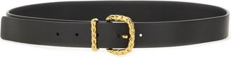 Bottega Veneta Black Logo Buckle Belt