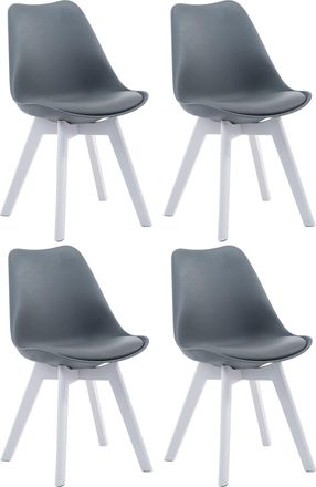 Clp Clp - Set De 4 Sillas De Comedor Borneo En Polipiel Gris Blanco