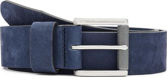 Johnston & Murphy Nubuck Roller Buckle Belt Mens Belts Navy : 36, Leather/Nubuck