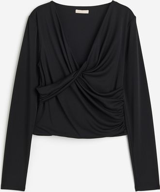 H&M Jerseyshirt mit Twistdetail - Schwarz