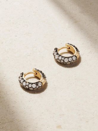 Lucy Delius Orecchini A Cerchio In Oro Riciclato 14 Carati Rodiato Con Diamanti Chubby