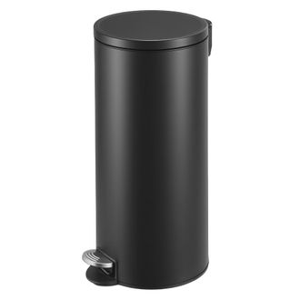 Songmics Cubo de basura de acero con pedal y cubeta interior de color negro