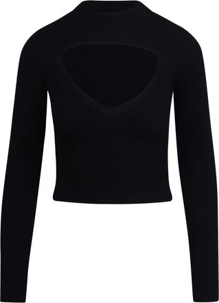 Diesel Wool Cut-Out Top - Dames - Ronde hals truien - Zwart - M - Wol - Truien & Vesten