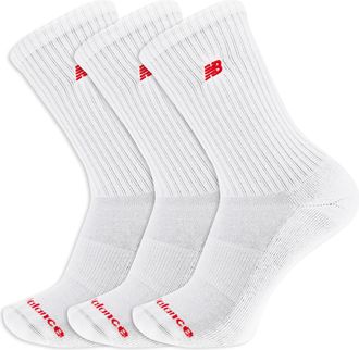 New Balance Organic Cotton Crew Socks-3 Pairs-Arch Support, White Patch Logo, Large