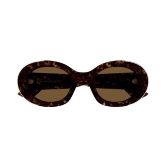 Alexander McQueen Oval Full Rim Sunglasses - Brown