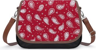 Generic Red Bandana Paisley Small Womens Crossbody Bags Shoulder Handbag with Adjustable Strap for Travel
