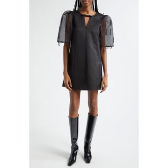 Ganni Fringe Detail Organza Minidress in Black at Nordstrom Rack, Size 2 Us / 34 Eu