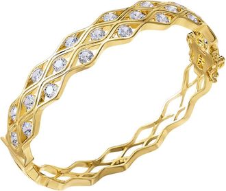 Diamond2Deal 14k Yellow Gold 4.50 Carat Round Lab Grown Diamond Bangle Bracelet 7 VVS-VS, E-F