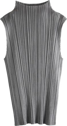 Pleats Please Issey Miyake pleated funnel-neck top - Grijs