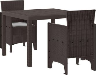 vidaXL vidaXL Garden Dining Set 3 pcs Brown Polt rattan