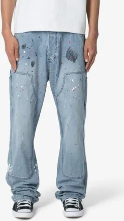 mnml Ultrabaggy Stripe Denim Carpenter Pants in Grey at Nordstrom Rack, Size 28